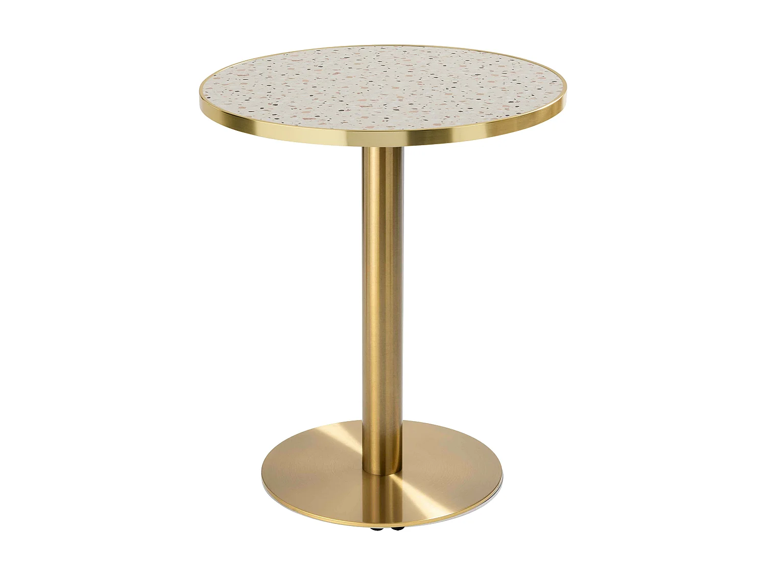Table à manger ronde 60 cm plateau terrazzo/doré et pied doré