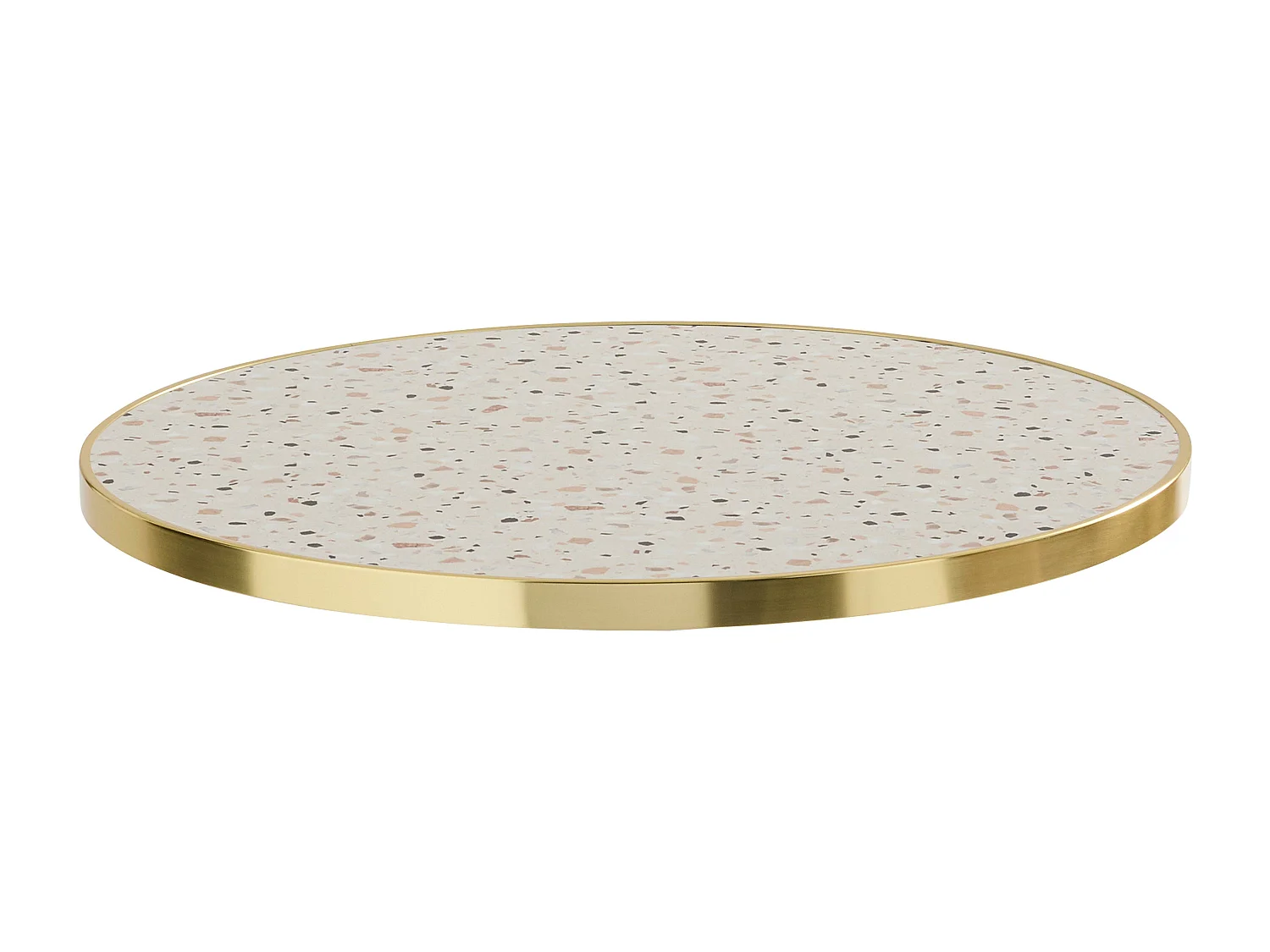 Table à manger ronde 60 cm plateau terrazzo/doré et pied doré