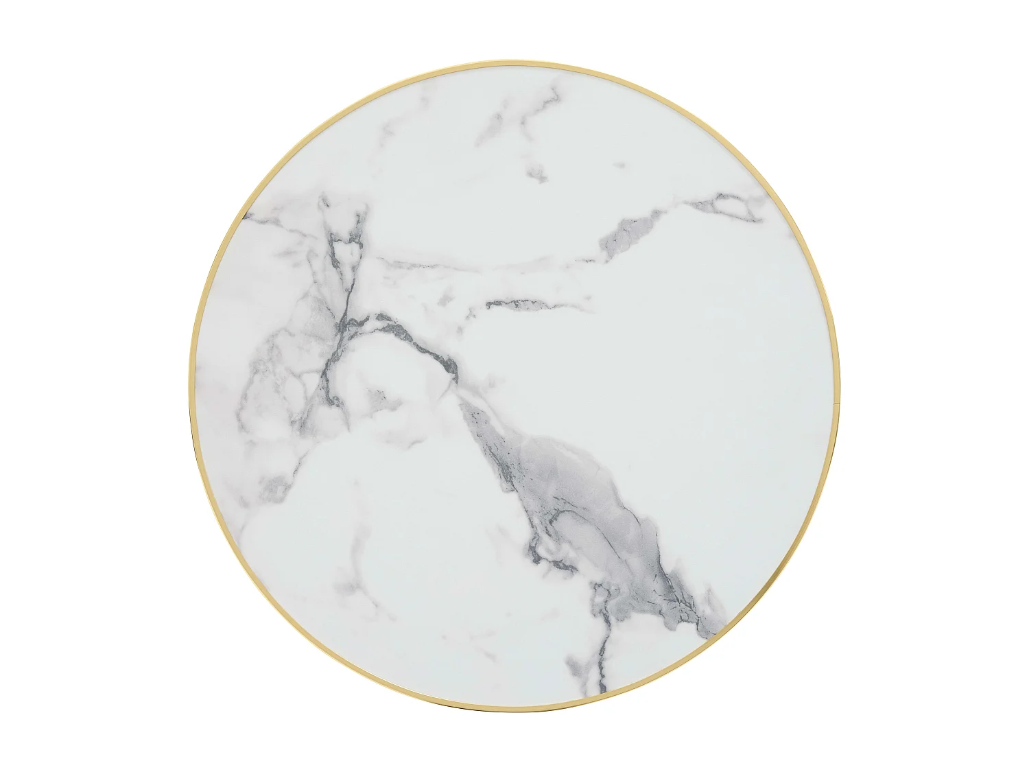 Table à manger ronde 60 cm plateau marbre blanc/doré et pied doré