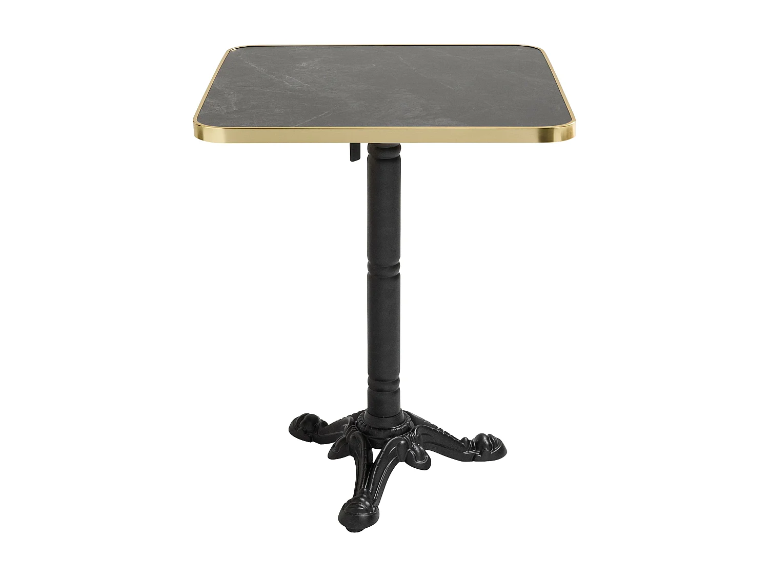 Table carrée 60 cm inclinable plateau marbre noir/doré et pied noir