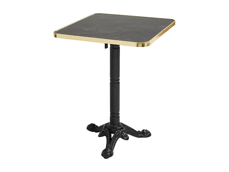 60 cm vierkante kanteltafel met zwart/gouden marmeren blad en zwarte