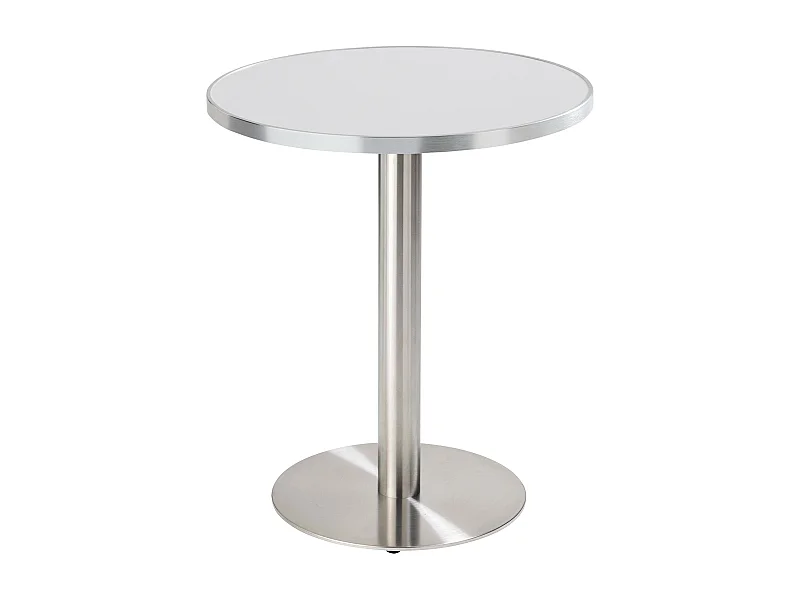 Table à manger ronde 60 cm plateau blanc/argent et pied argenté