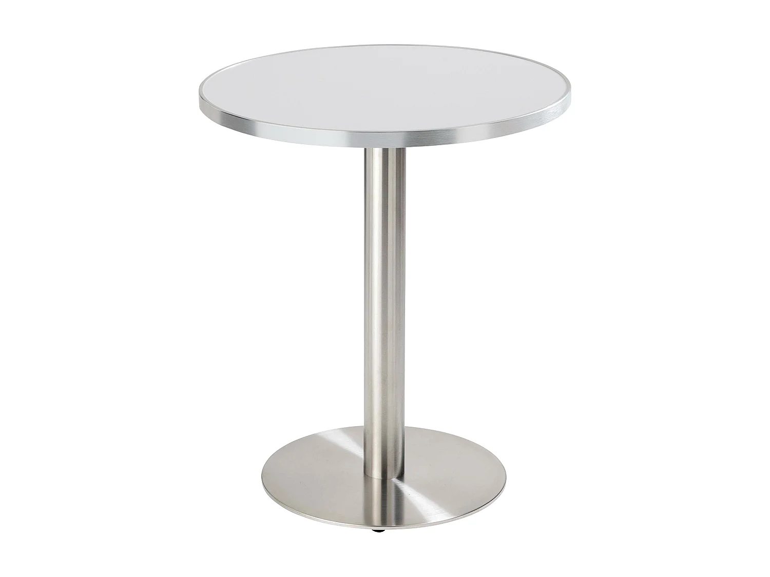 Table à manger ronde 60 cm plateau blanc/argent et pied argenté