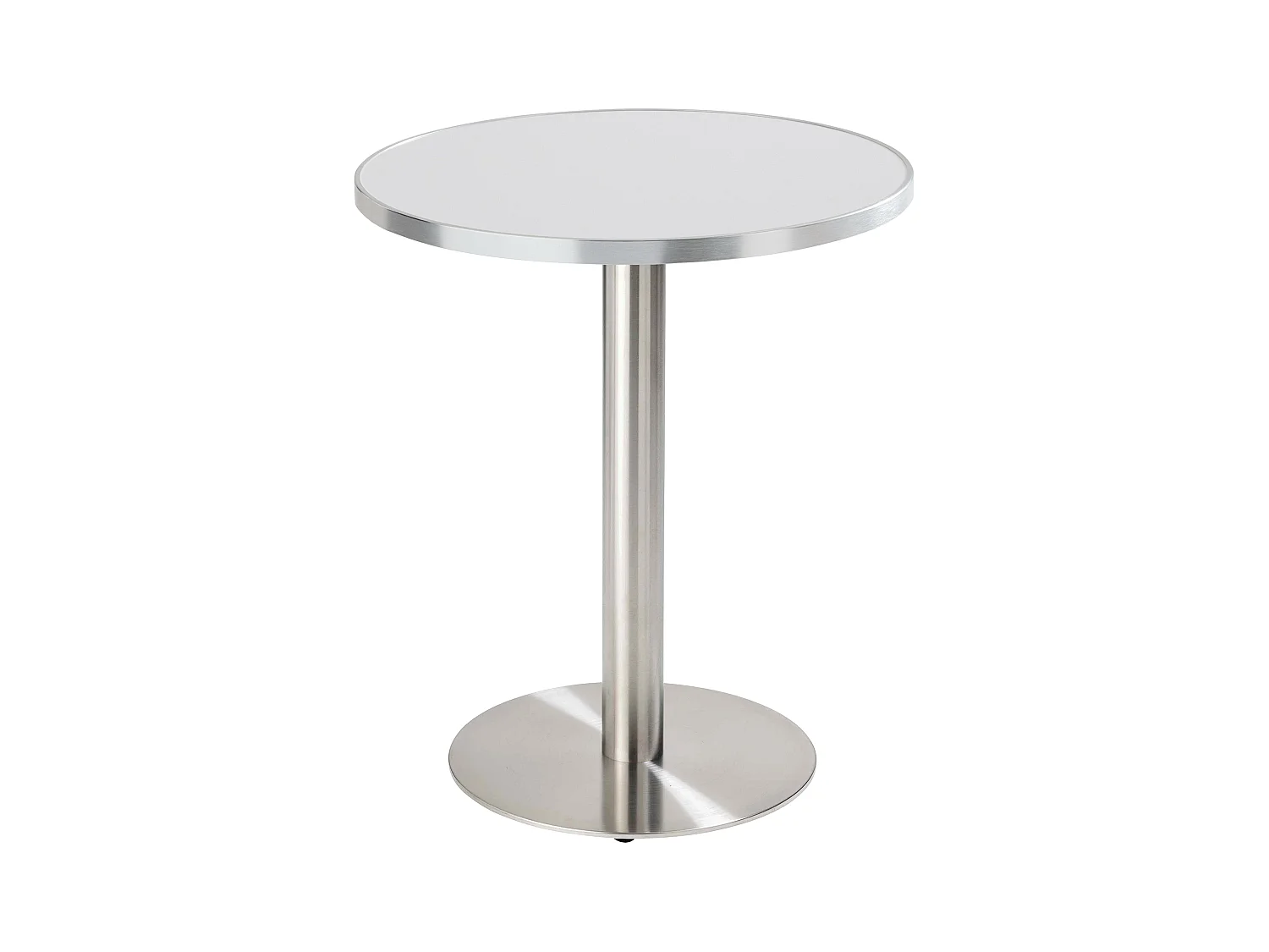Ronde eettafel 60 cm wit/zilver blad en zilveren poot