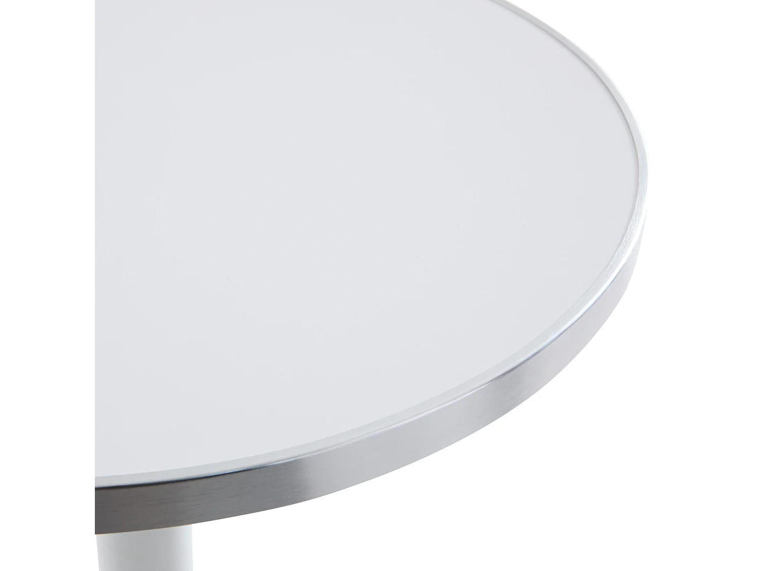Table à manger ronde 60 cm plateau blanc/argent et pied argenté