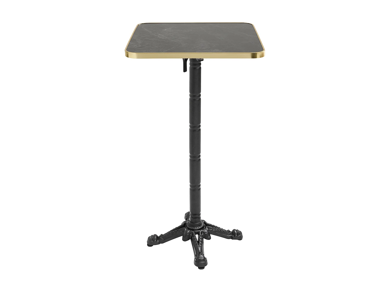 Table haute 60 cm inclinable plateau marbre noir/doré et pied noir