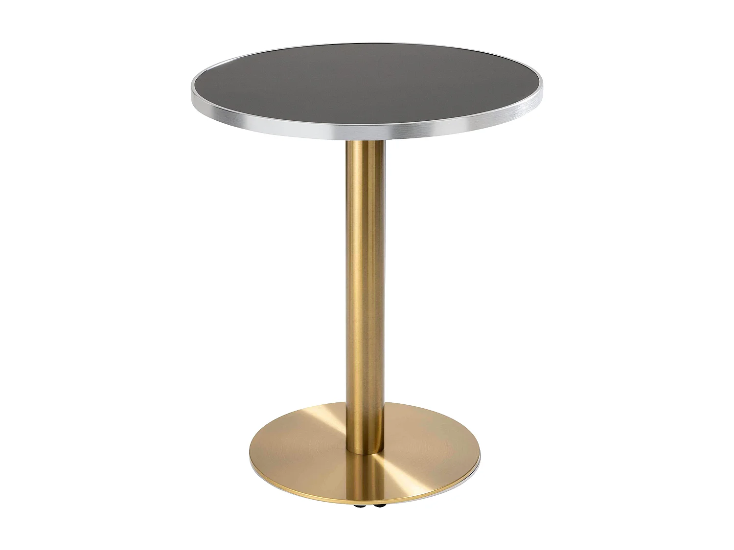 Table à manger ronde 60 cm plateau noir/argent et pied doré