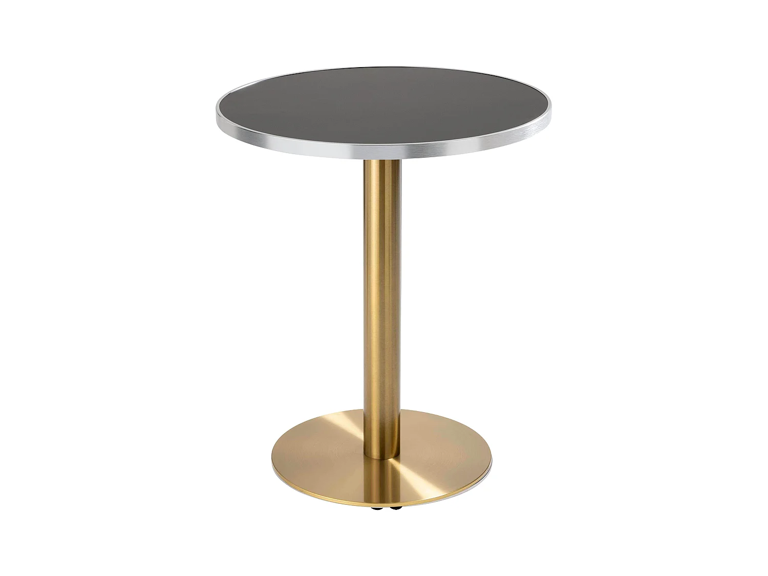 Table à manger ronde 60 cm plateau noir/argent et pied doré