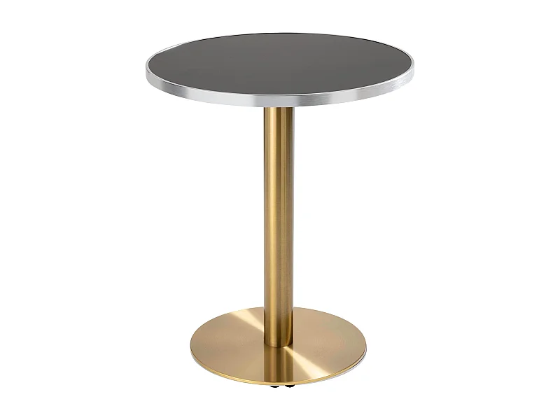 Ronde eettafel 60 cm zwart/zilver blad en gouden poten