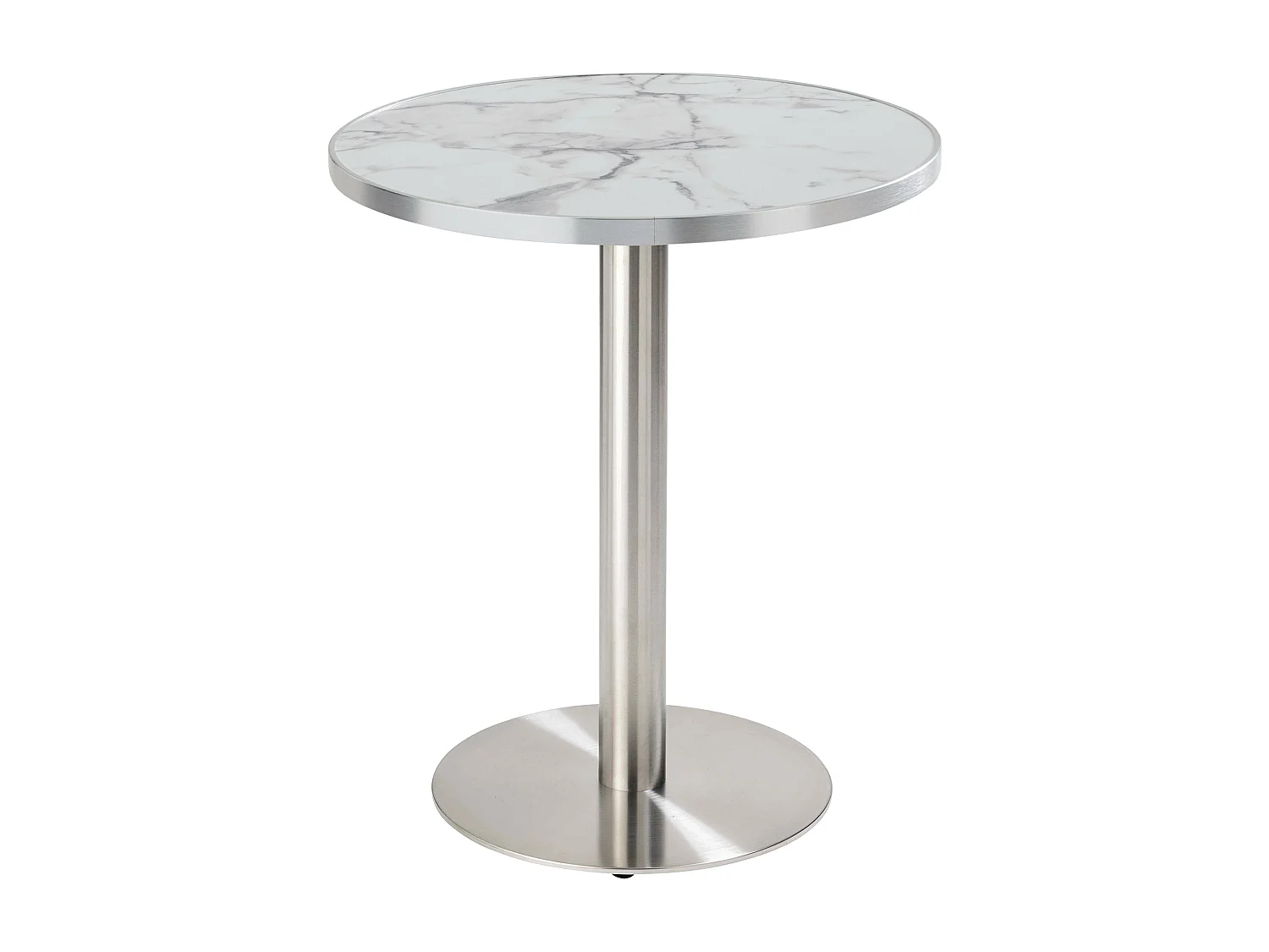 Ronde eettafel 60 cm wit/zilver marmeren blad en zilveren poten