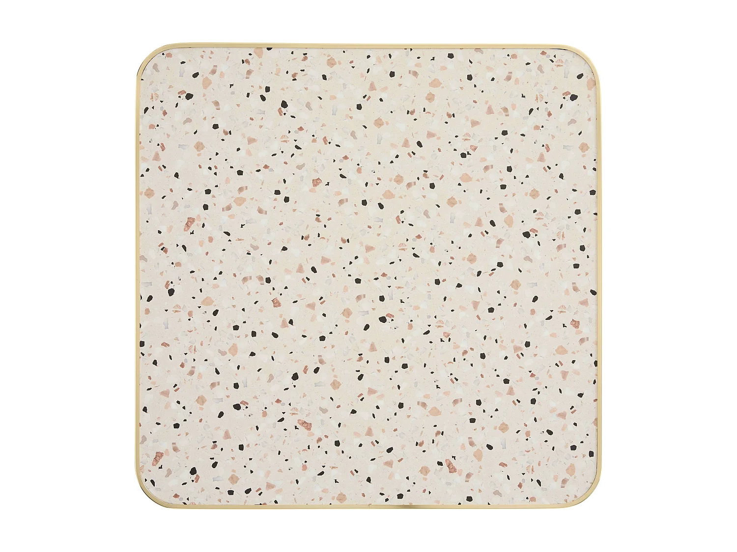 Table carrée 60 cm inclinable plateau marbre terrazzo/doré et noir
