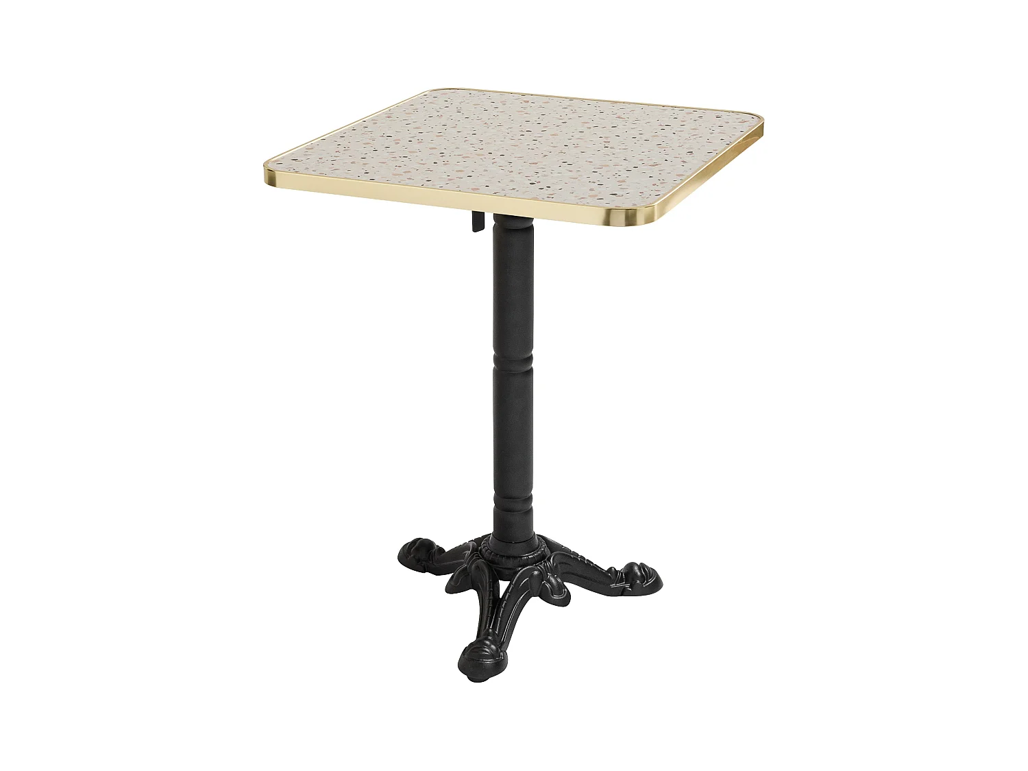 60 cm vierkante tafel kantelbaar terrazzo/goud en zwart marmeren blad