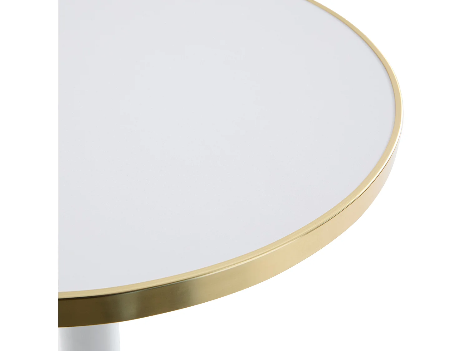 Table à manger ronde 60 cm plateau blanc/argent et pied doré