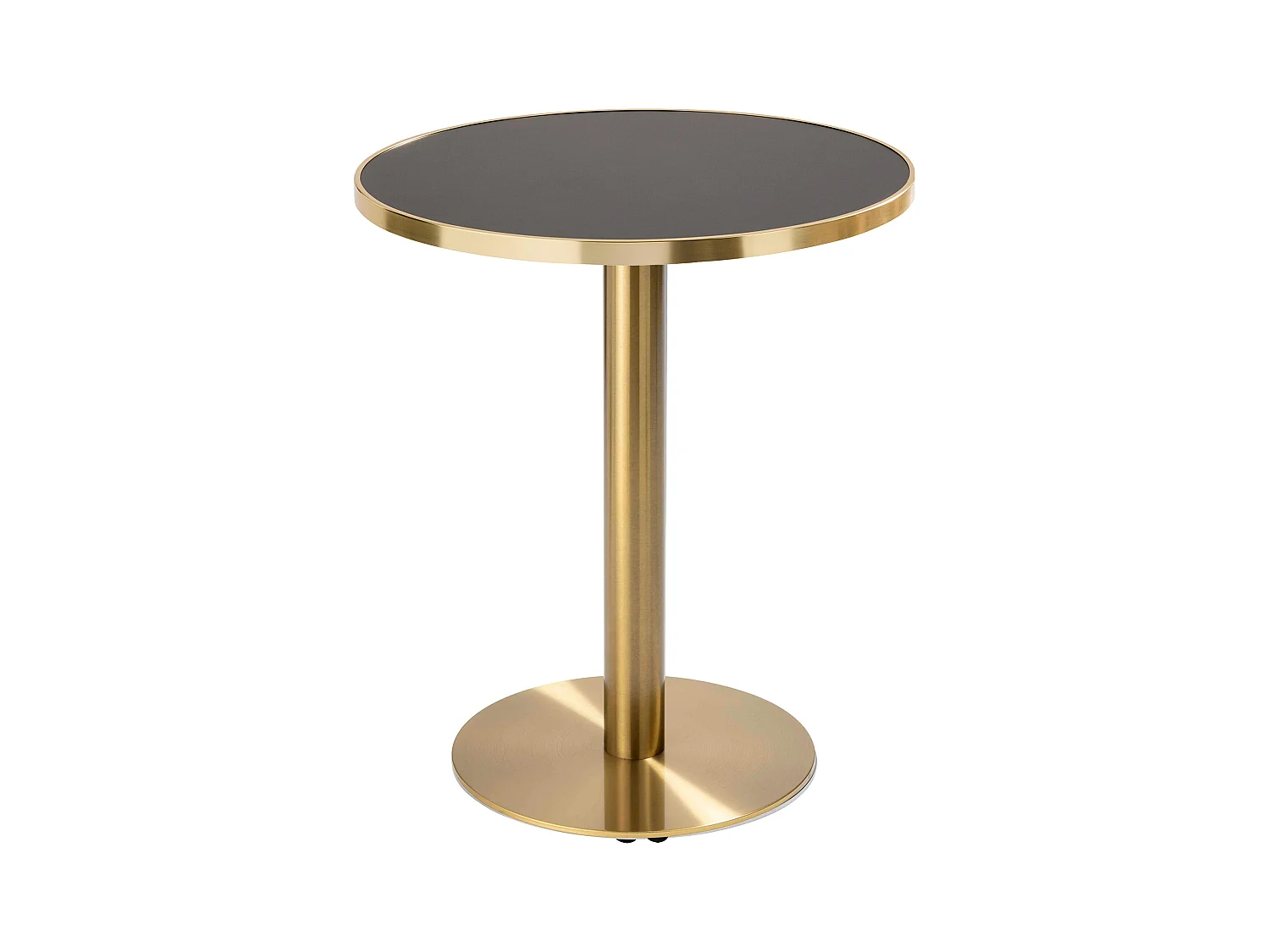 Table à manger ronde 60 cm plateau noir/doré et pied doré