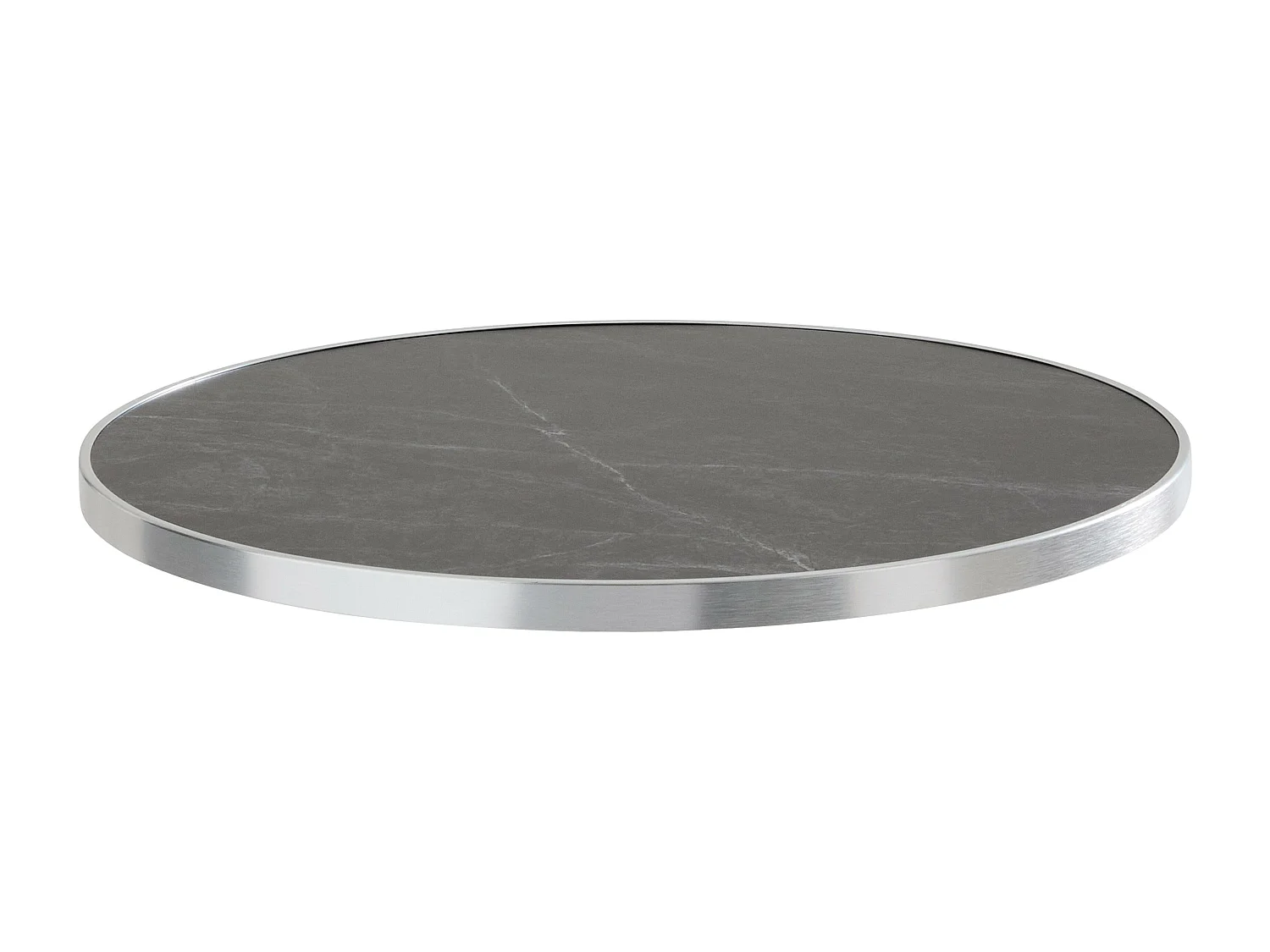 Table à manger ronde 60 cm plateau marbre noir/argent et pied argenté