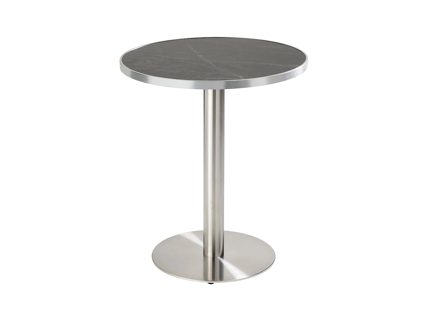 Table à manger ronde 60 cm plateau marbre noir/argent et pied argenté
