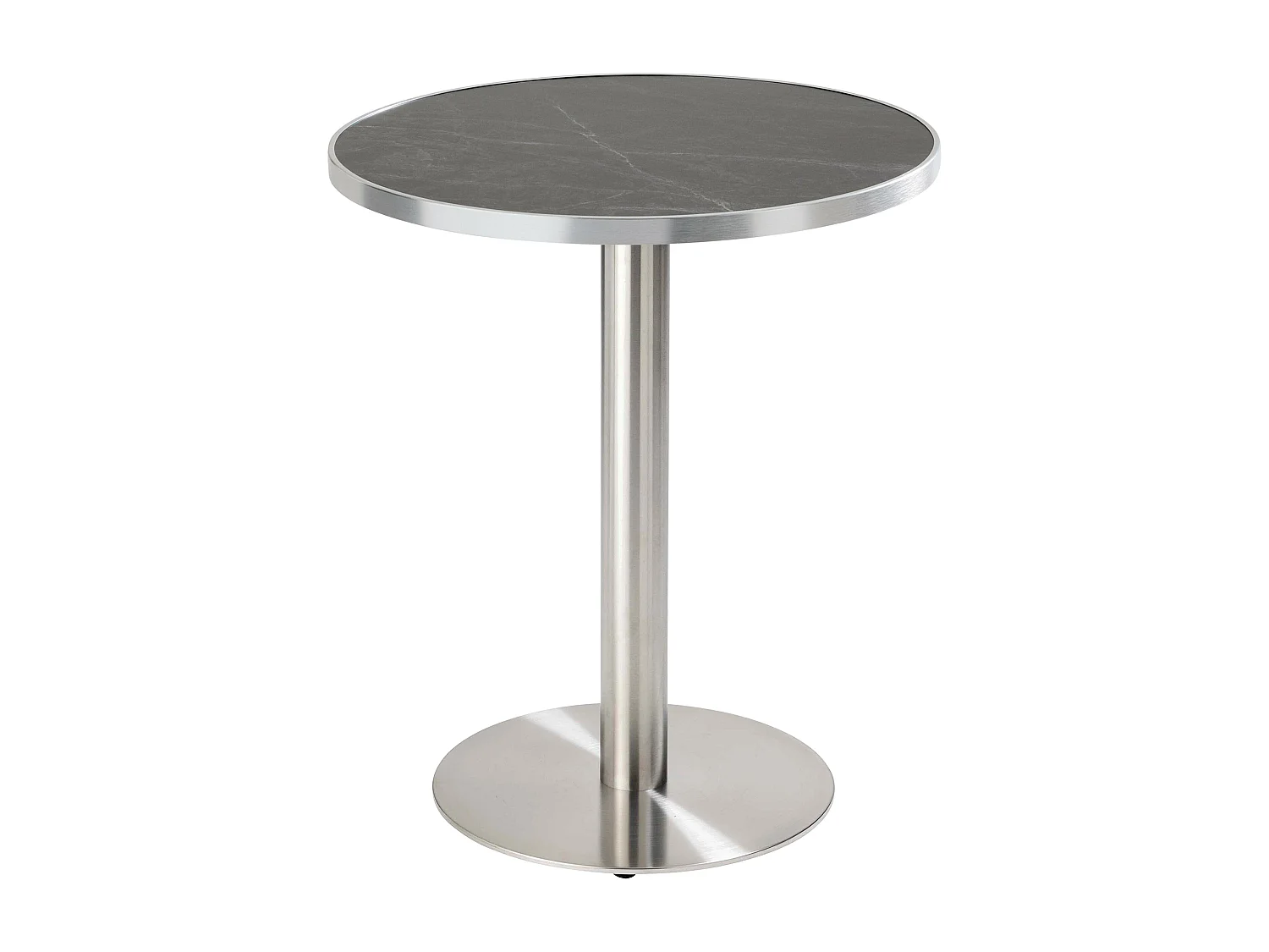 Ronde eettafel 60 cm zwart/zilver marmeren blad en zilveren poten