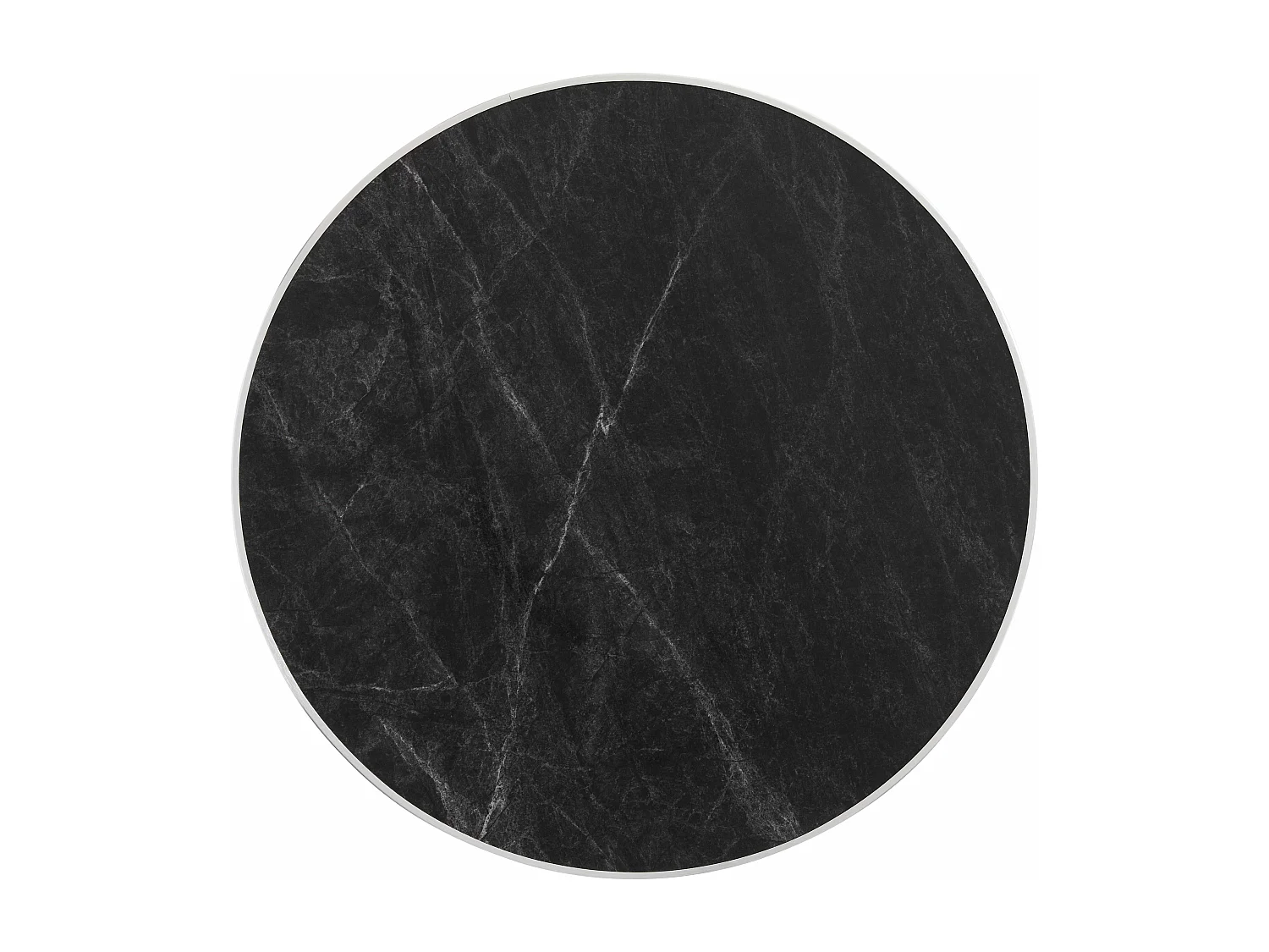 Ronde eettafel 60 cm zwart/zilver marmeren blad en zilveren poten