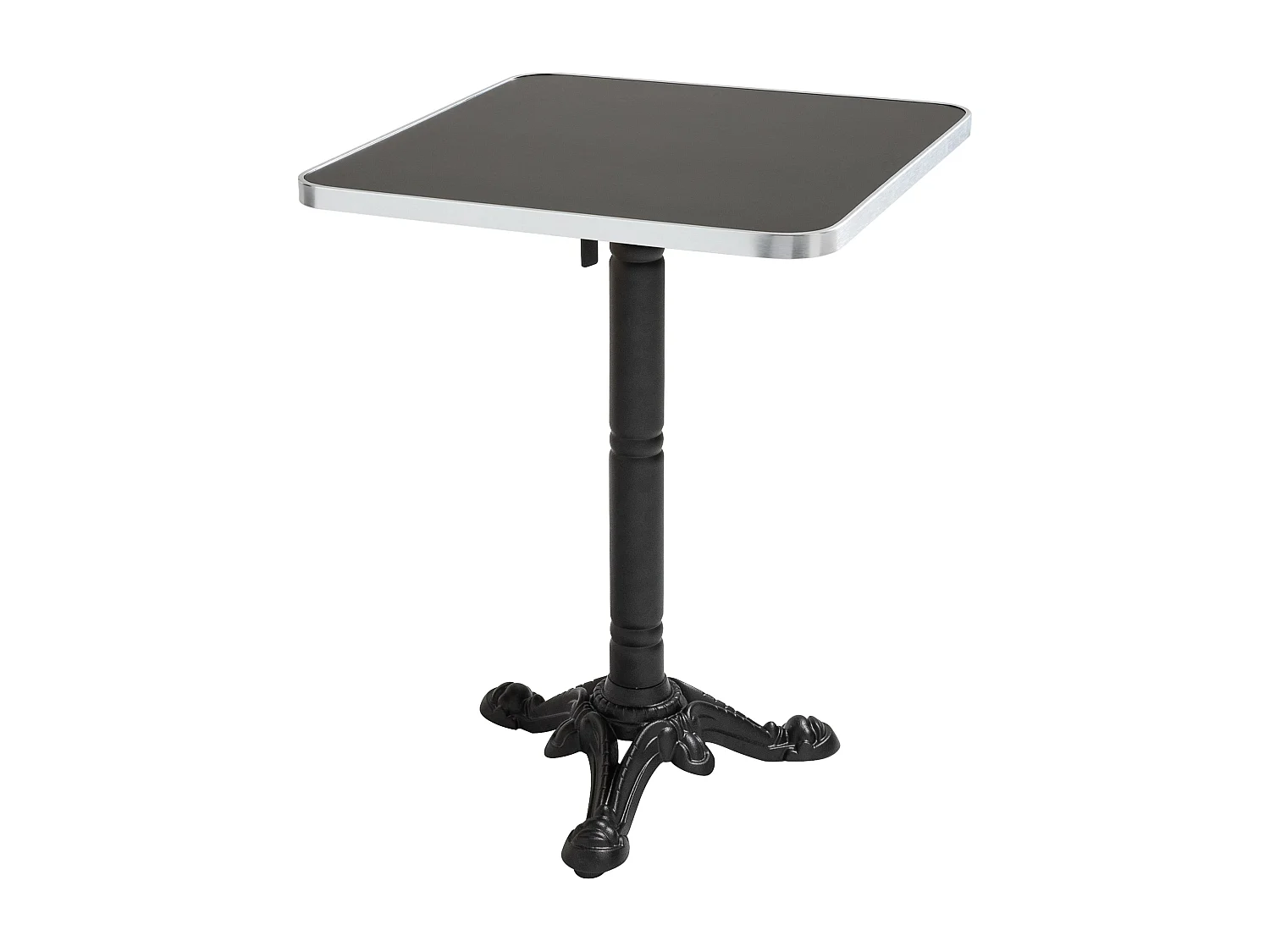 Table carrée 60 cm inclinable plateau noir/argent et pied noir