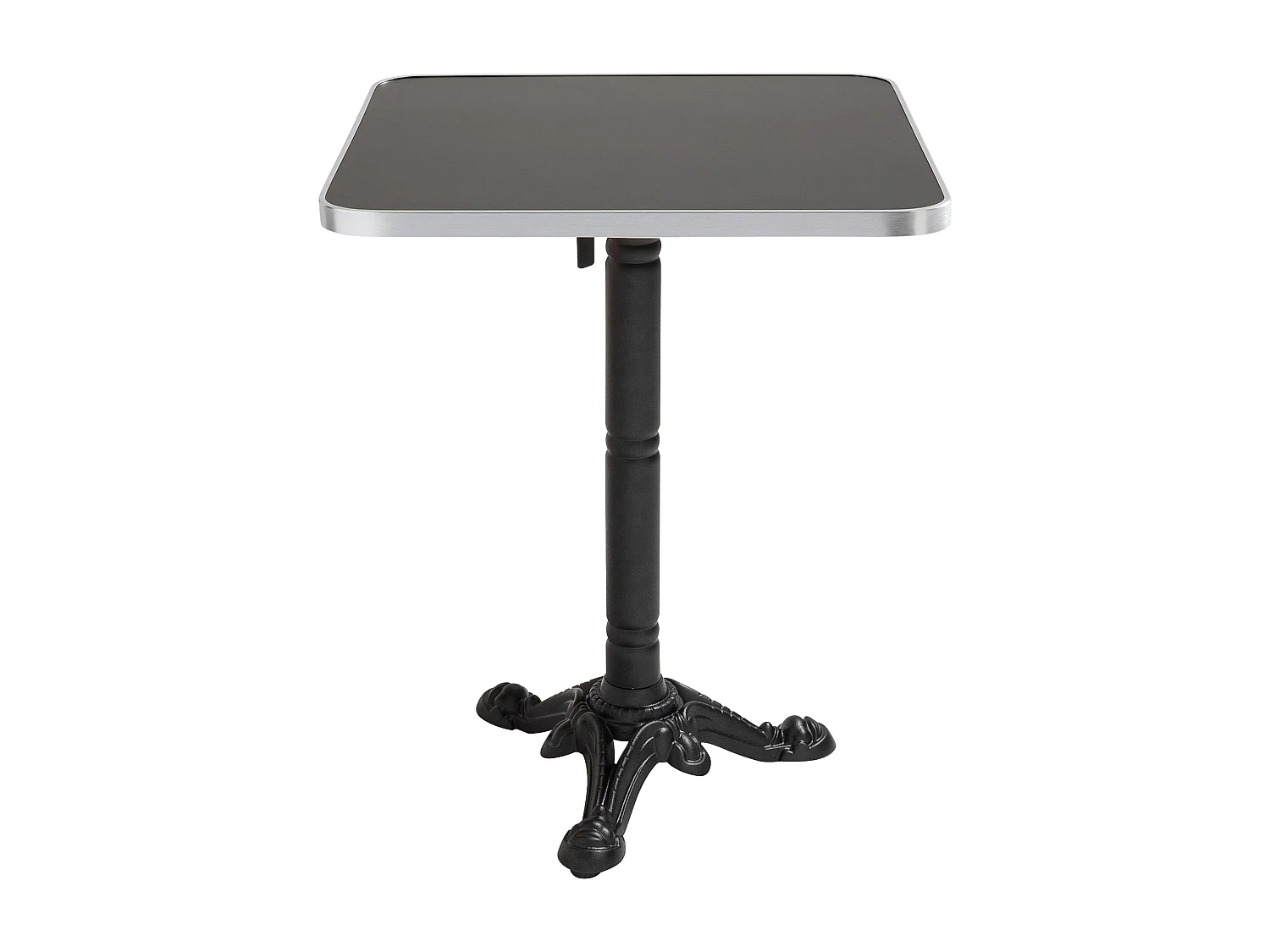 Table carrée 60 cm inclinable plateau noir/argent et pied noir