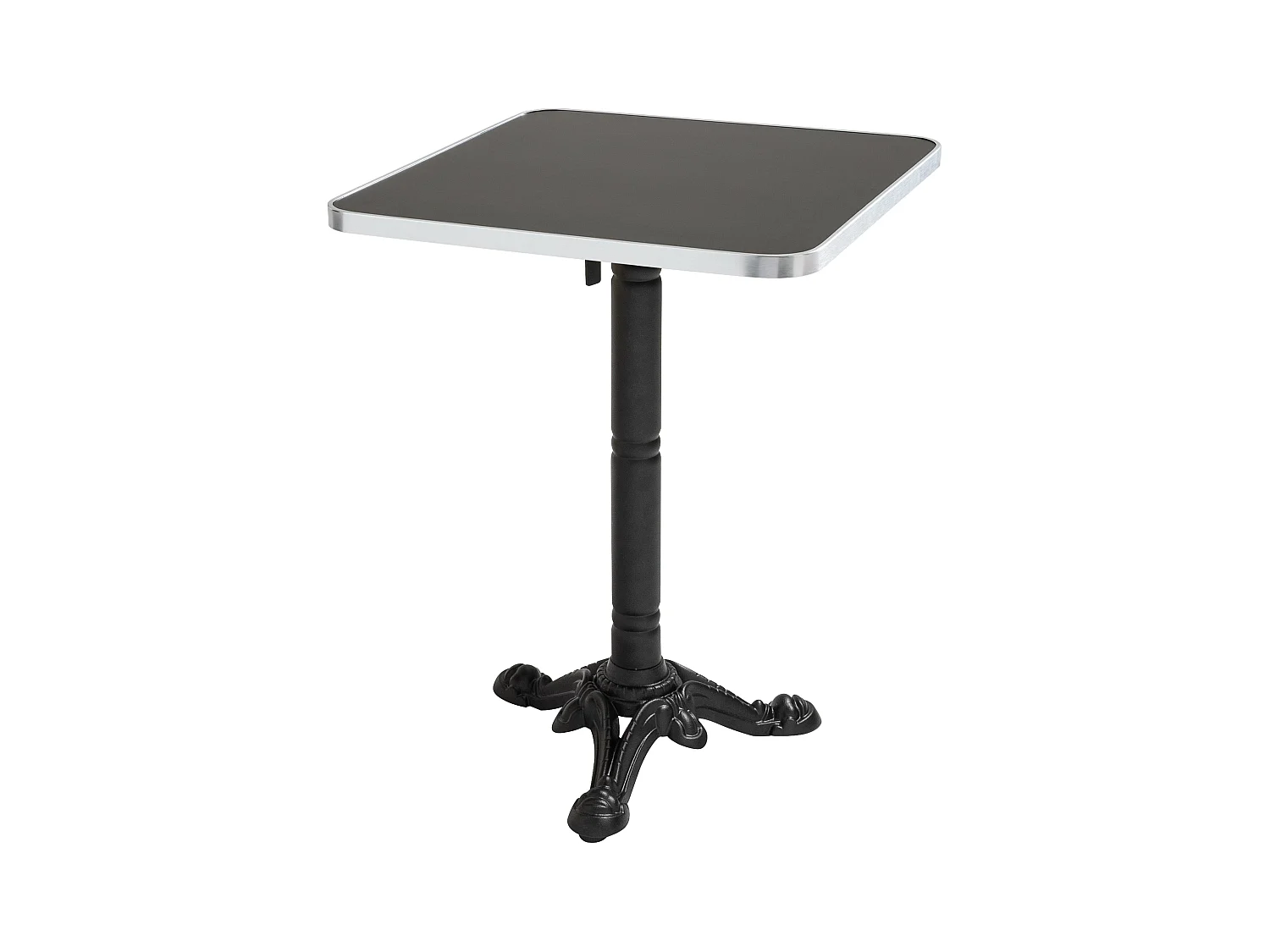 60 cm vierkante tafel met kantelbaar zwart/zilveren blad en zwarte