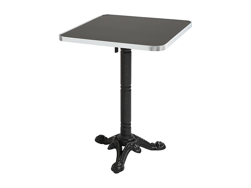 Table carrée 60 cm inclinable plateau noir/argent et pied noir