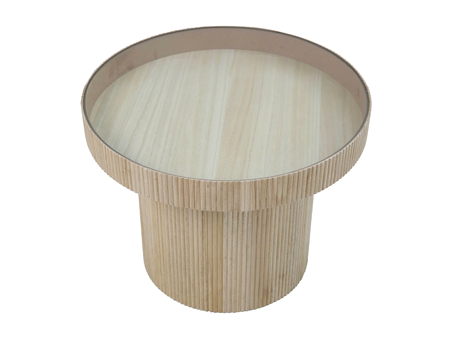 Table basse en MDF, bois et verre trempé