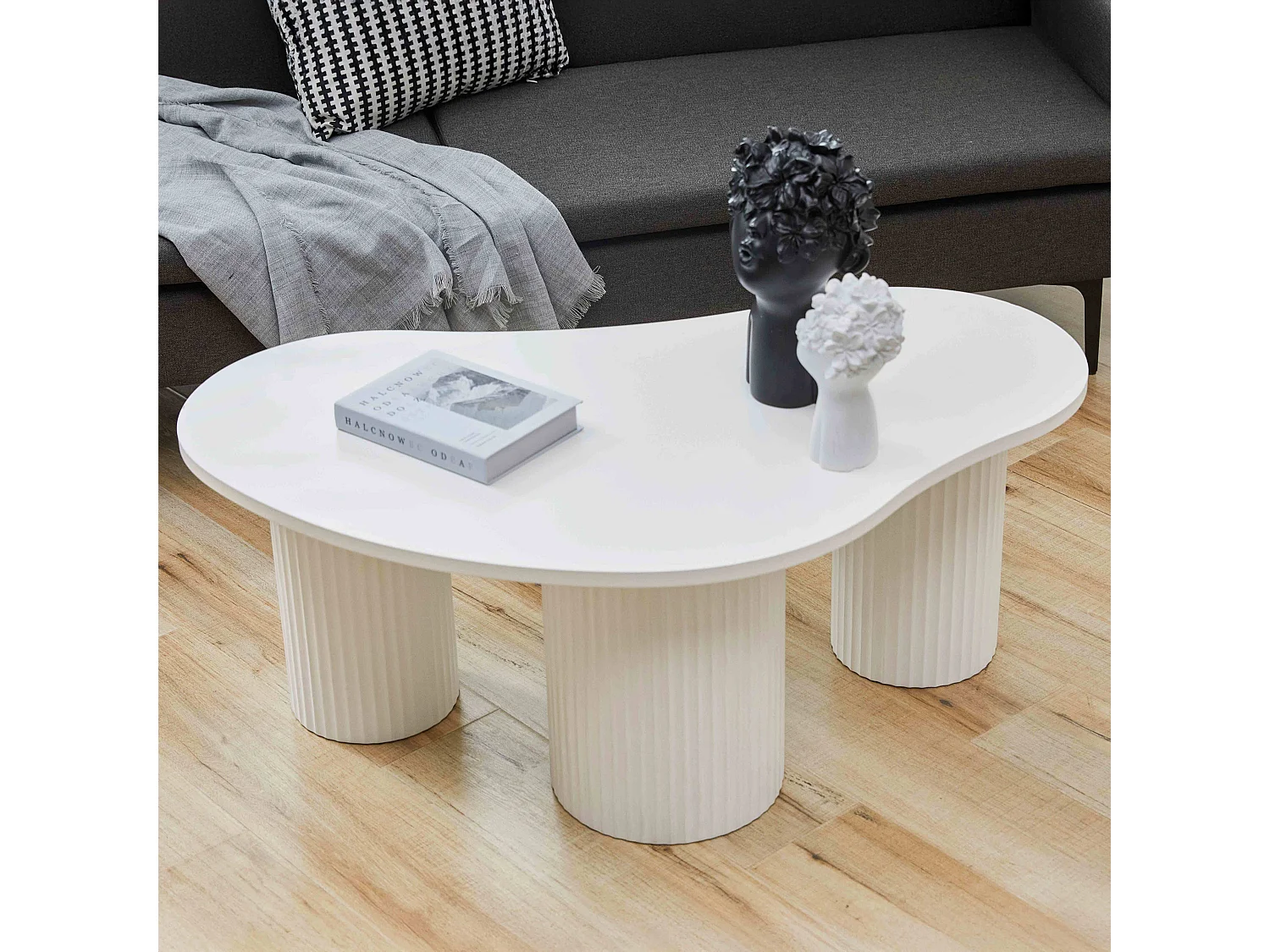 Table basse en MDF décor mélaminé blanc