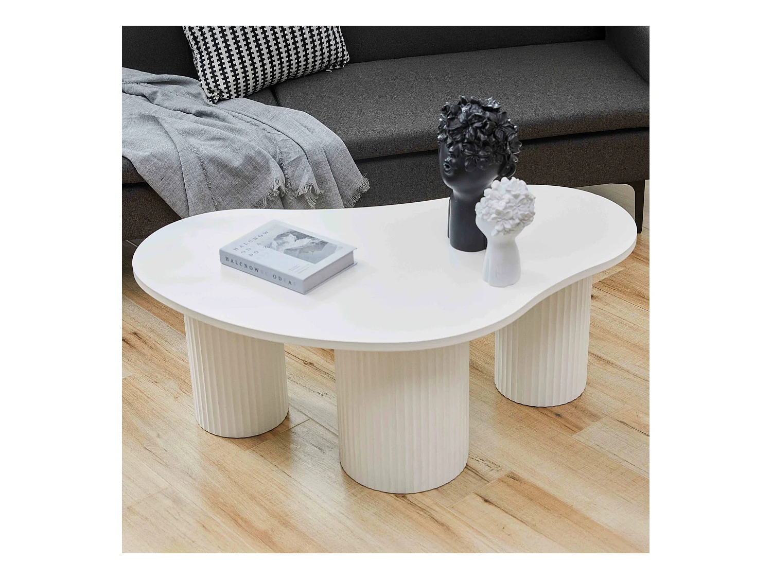 Table basse en MDF décor mélaminé blanc
