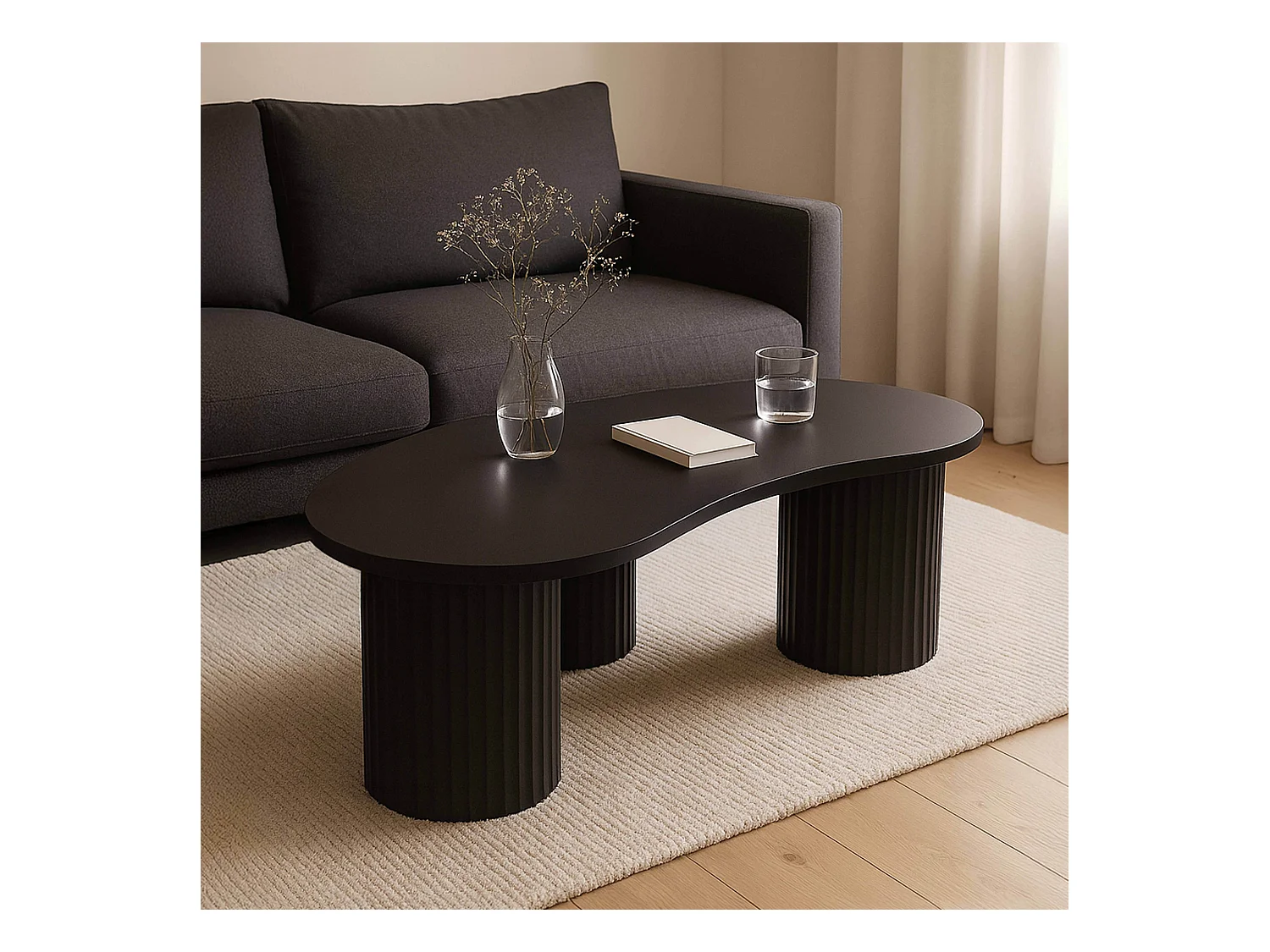 Table basse en MDF décor mélaminé noir