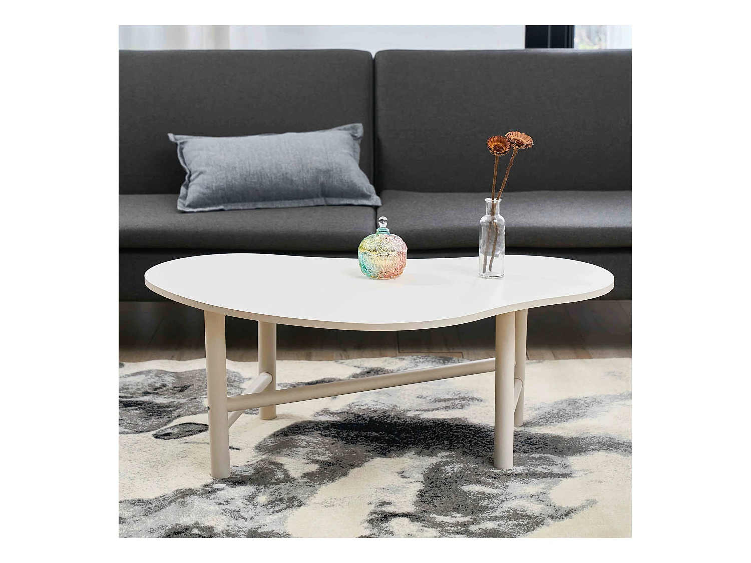 Table basse décor mélaminé écru