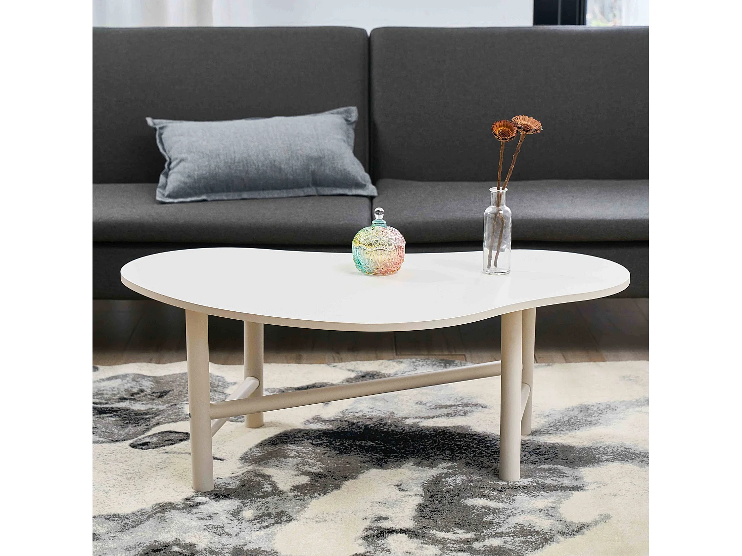 Table basse décor mélaminé écru