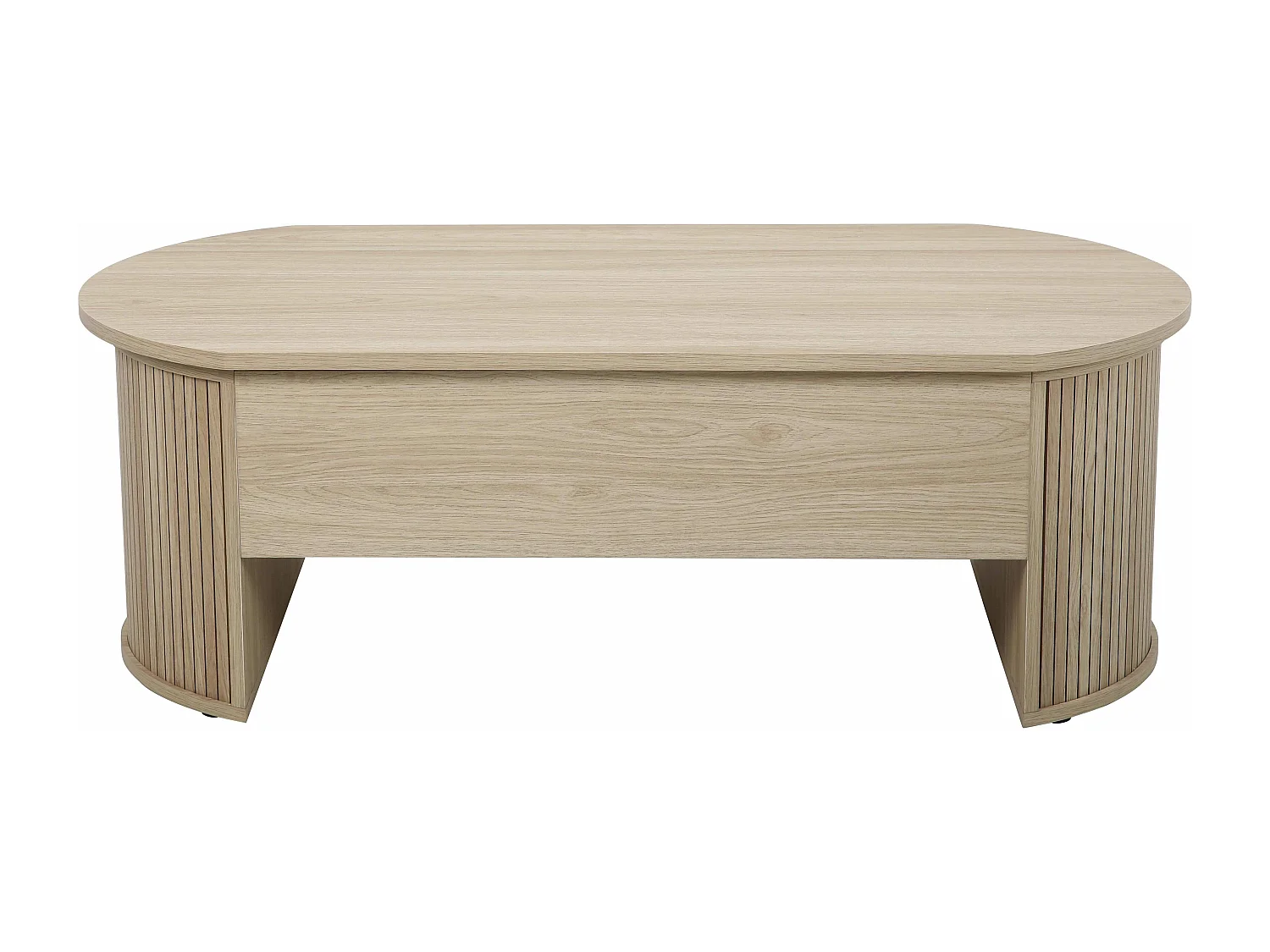 Table basse ovale avec plateau relevable effet bois clair