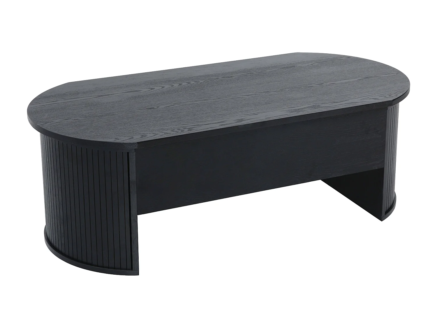 Table basse ovale avec plateau relevable effet bois noir