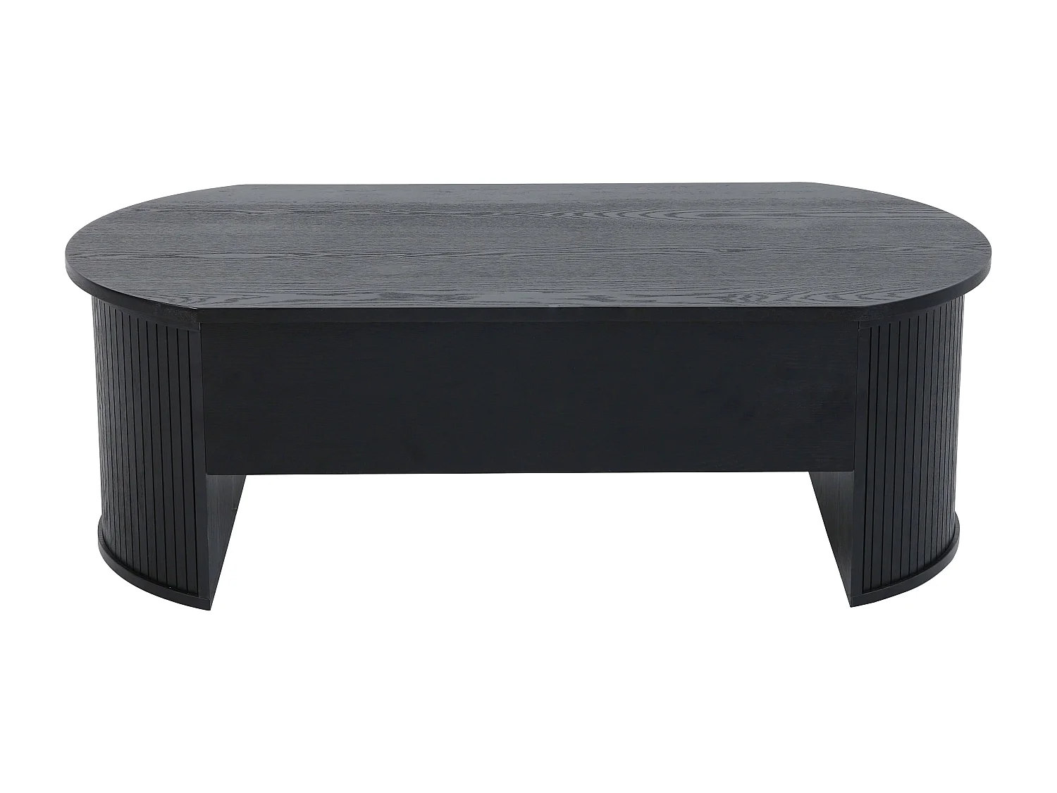 Table basse ovale avec plateau relevable effet bois noir