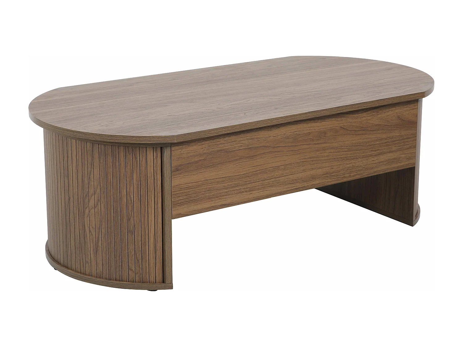 Ovale salontafel met donker houtlook opklapbaar blad