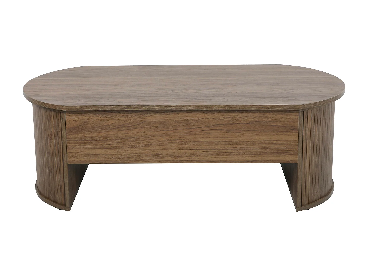 Ovale salontafel met donker houtlook opklapbaar blad