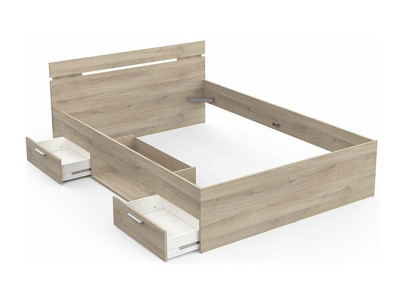 Lit 140X200 cm 2 tiroirs et 1 niche L204,3 cm - MICHIGAN