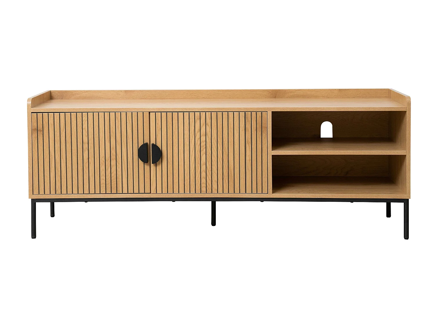 Meuble TV en acier et MDF décor mélaminé 150 cm beige