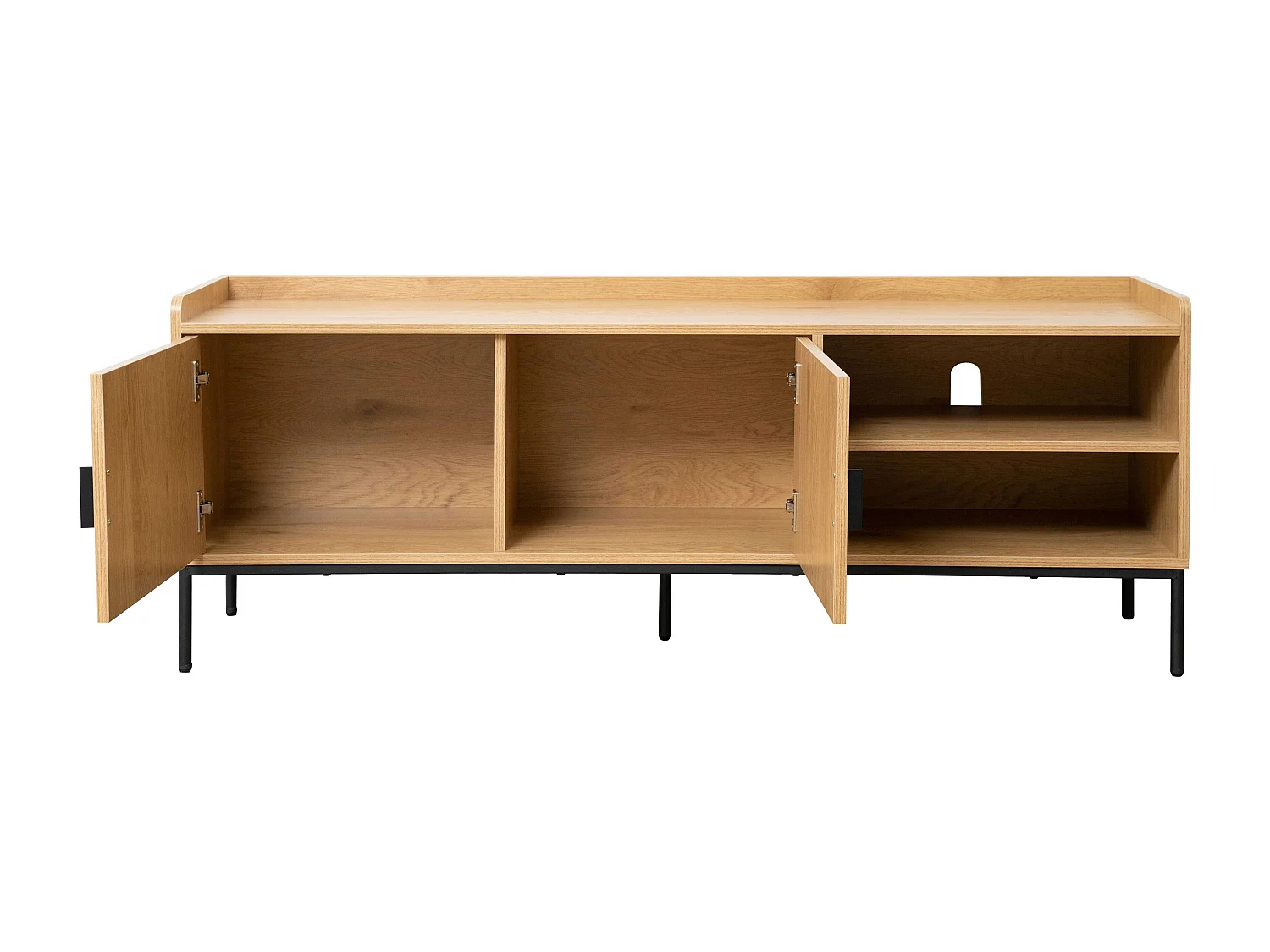 Meuble TV en acier et MDF décor mélaminé 150 cm beige