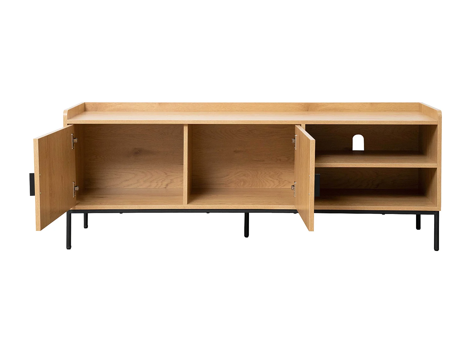 Meuble TV en acier et MDF décor mélaminé 150 cm beige