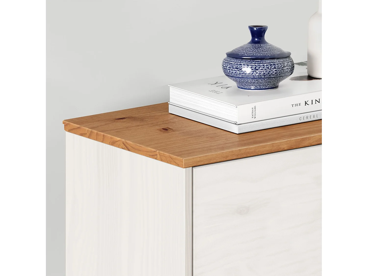 Meuble à chaussures entrée Mikka 2 abattants en bois massif coloris blanc et chêne pour jusqu'à 10 paires