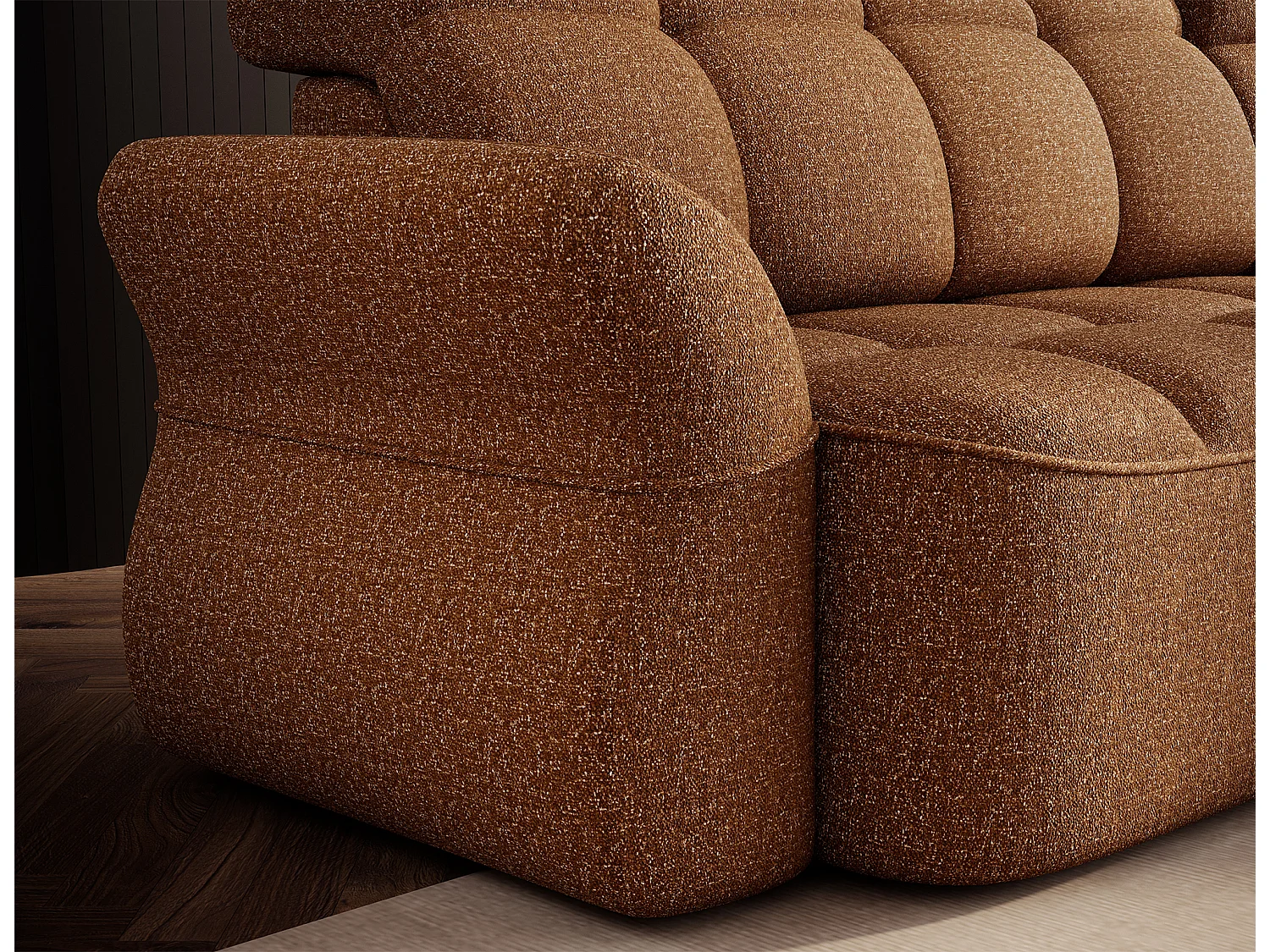 Canapé d’angle tissu CENTURY – Convertible et coffre-Marron clair-angle droit