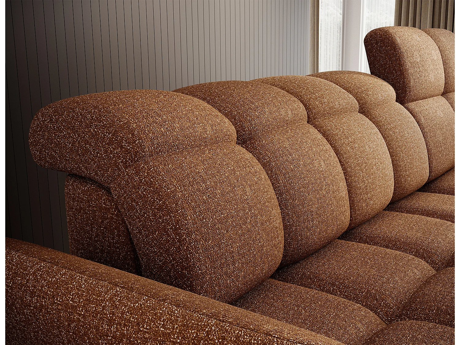 Canapé d’angle tissu CENTURY – Convertible et coffre-Marron clair-angle droit