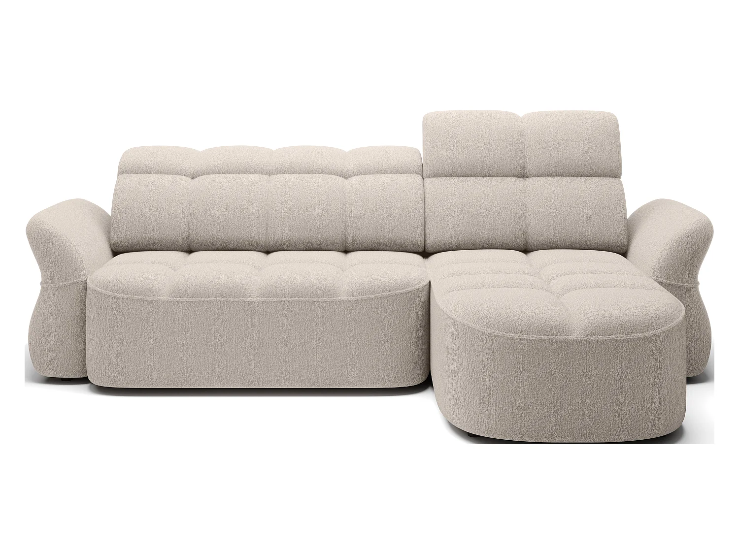 Canapé d’angle tissu CENTURY – Convertible et coffre-Beige-angle droit
