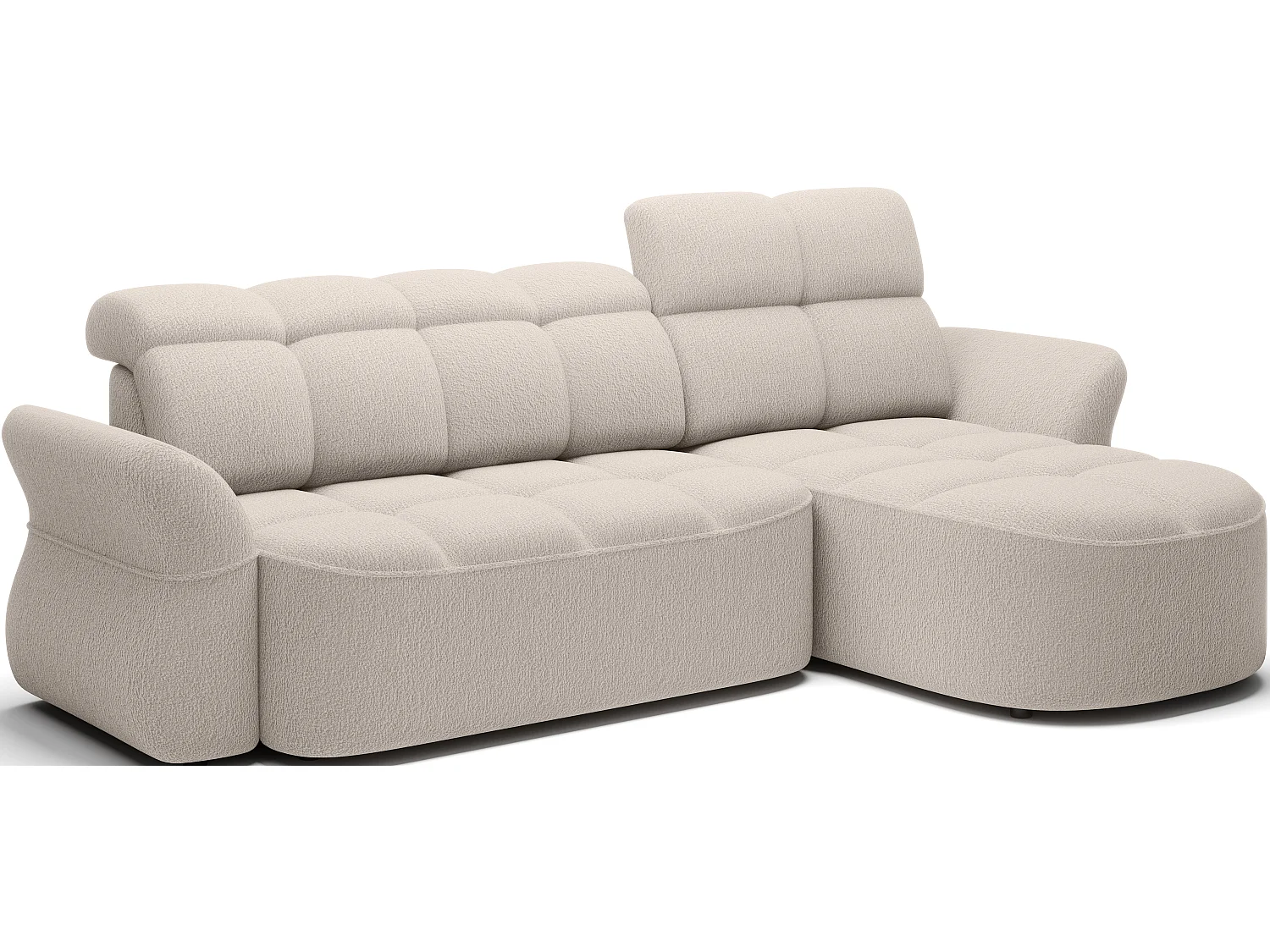 Canapé d’angle tissu CENTURY – Convertible et coffre-Beige-angle droit