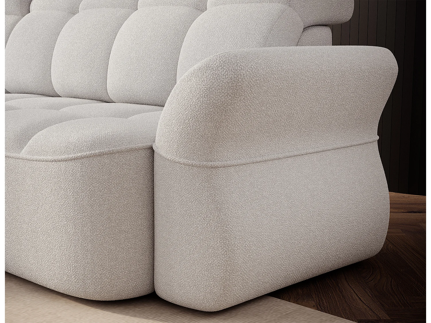 Canapé d’angle tissu CENTURY – Convertible et coffre-Blanc-angle gauche