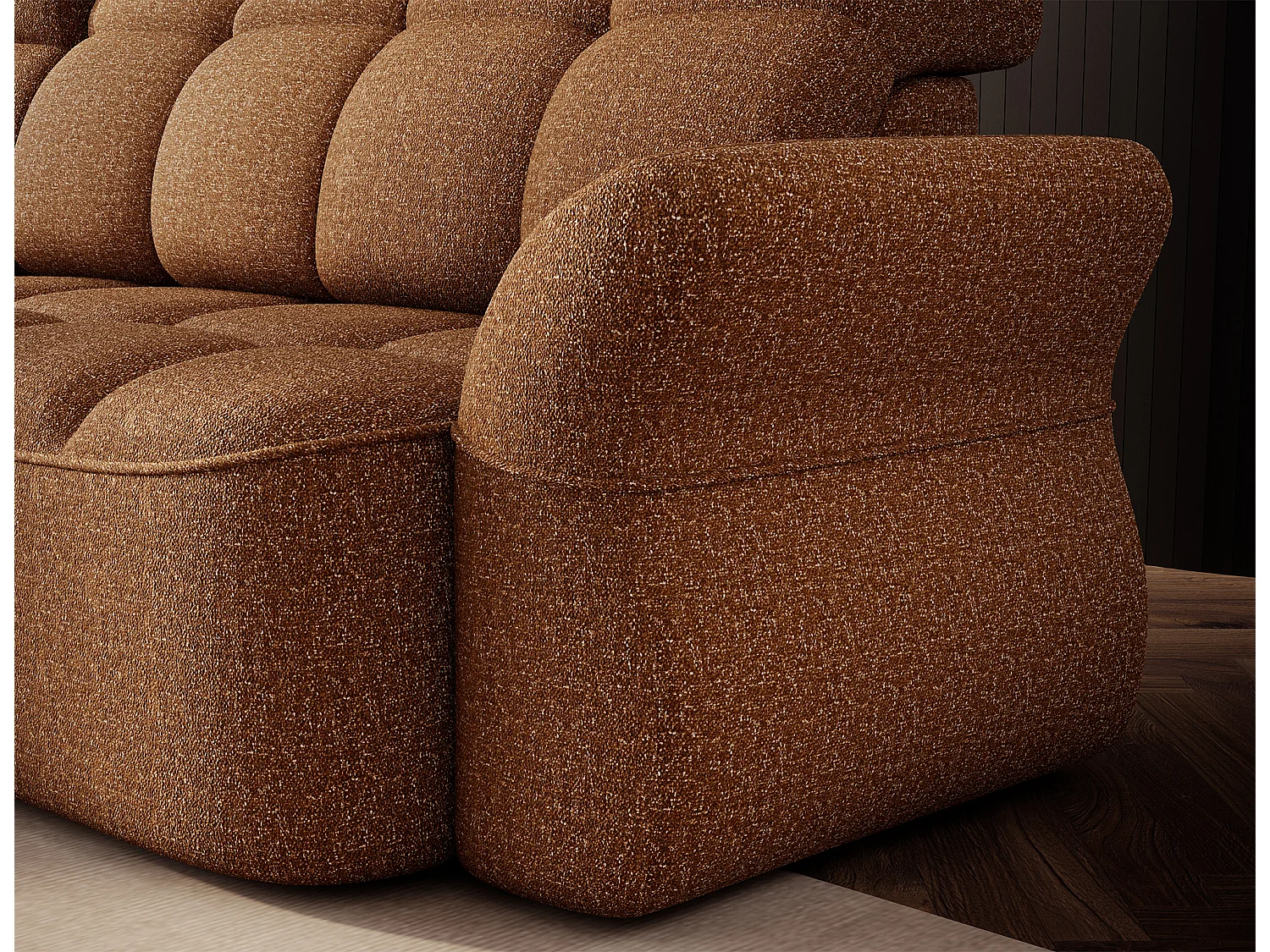 Canapé d’angle tissu CENTURY – Convertible et coffre-Marron clair-angle gauche