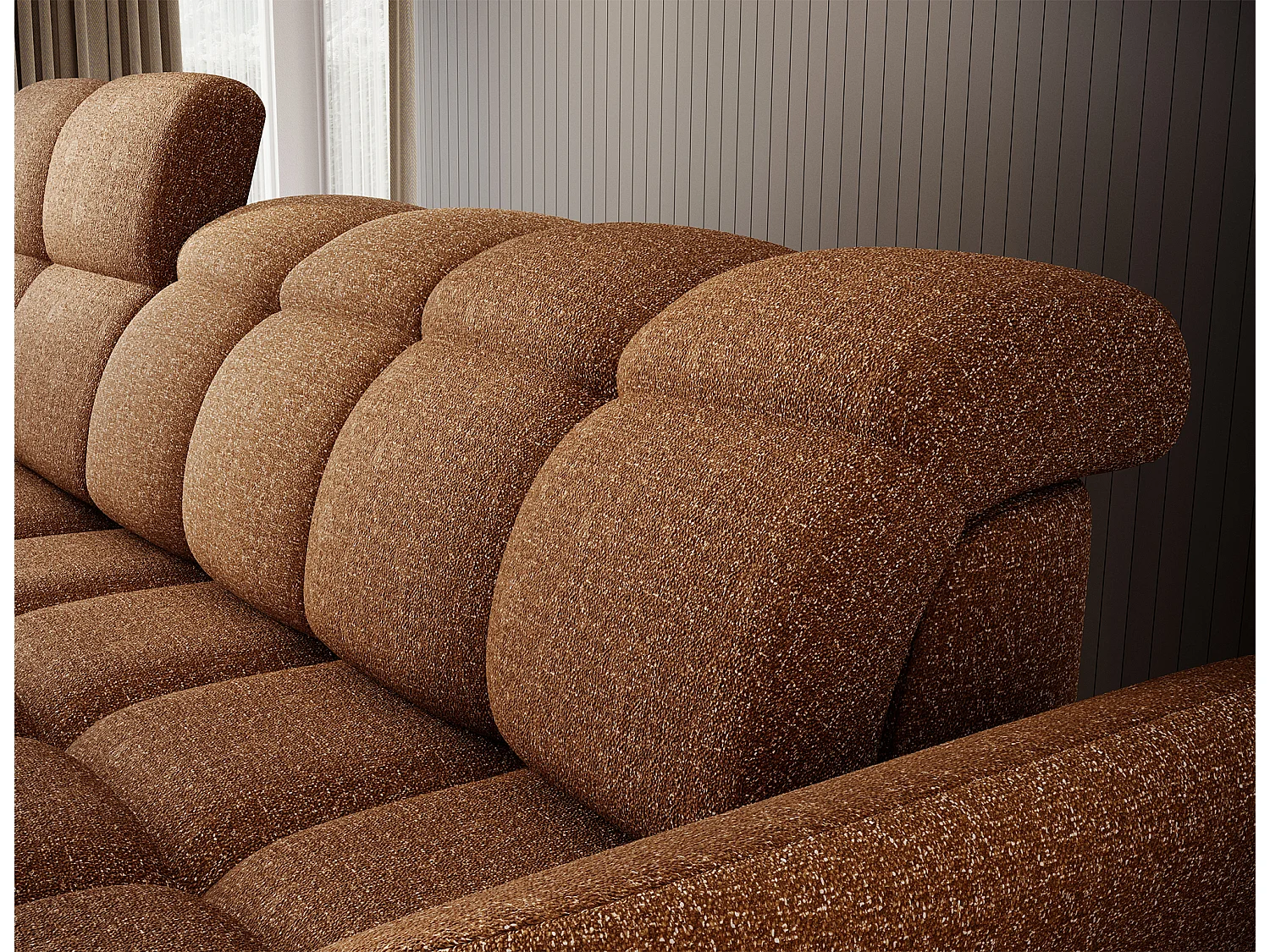 Canapé d’angle tissu CENTURY – Convertible et coffre-Marron clair-angle gauche