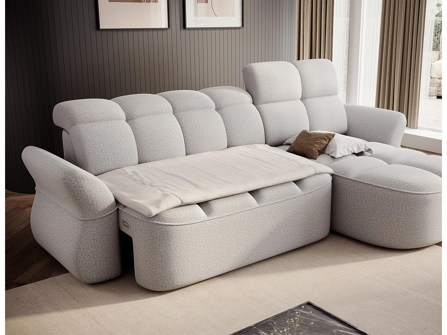 Divano d'angolo Sophia L/Tessuto/Grigio